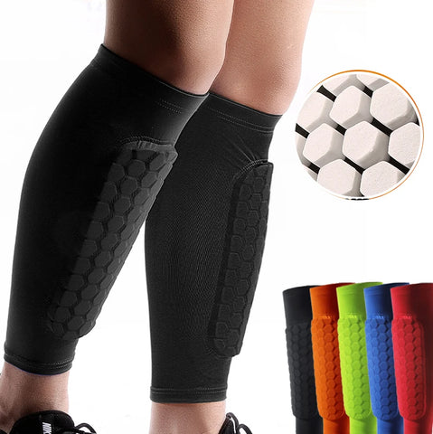 1PC Football Shin Guard Sleeve – Compression Calf Sock with Honeycomb Pads