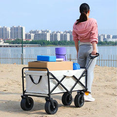 Collapsible Folding Utility Wagon – Heavy-Duty Beach & Camping Cart with Large Capacity
