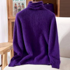 Women’s Mink Cashmere Pullover Sweater – High Collar