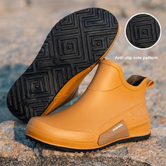 Unisex Short Tube Waterproof Rain Boots – Non-Slip Slip-On Outdoor Rubber Shoes