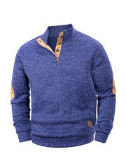 Men’s Henley Stand-Collar Pullover – Casual Long-Sleeve Sweatshirt