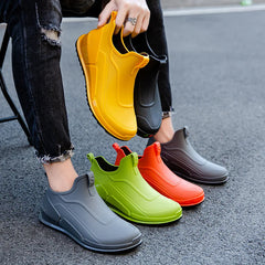 Men’s Waterproof Low-Top Rain Boots – Slip-On Anti-Slip Fishing & Kitchen Shoes