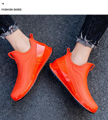 Men’s Waterproof Low-Top Rain Boots – Slip-On Anti-Slip Fishing & Kitchen Shoes