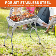 Portable Stainless Steel Foldable Charcoal BBQ Grill – Multi-Function Outdoor Camping & Picnic Barbecue