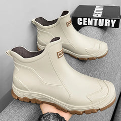 Men’s Waterproof Warm Rubber Rain Boots – Anti-Slip Fishing & Work Shoes