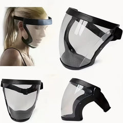 Full-Face Transparent Protective Mask – Reusable Adjustable Safety Shield