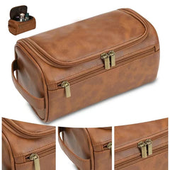 Leather Travel Toiletry Bag – Hanging Dopp Kit for Men & Women