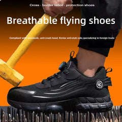 Men’s Rotating Button Safety Work Shoes – Durable Anti-Impact Protective Sneakers