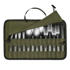 Portable Roll-Up Camping Cutlery Storage Bag – Water-Resistant Outdoor Utensil Pouch