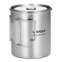 LIXADA 750ml Stainless Steel Camping Mug with Lid & Foldable Handle