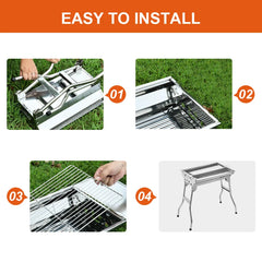 Portable Stainless Steel Foldable Charcoal BBQ Grill – Multi-Function Outdoor Camping & Picnic Barbecue