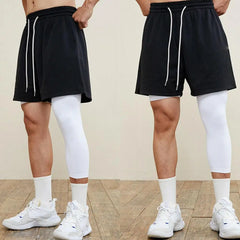 Men’s One-Leg Basketball Compression Tights – Athletic Base Layer Pants