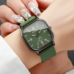 Square Fashion Quartz Watch – Silicone Strap Sports Wristwatch (No Box)