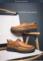 LETCOMFIT Men’s Slip-On Leather Loafers – Anti-Skid All-Season Shoes