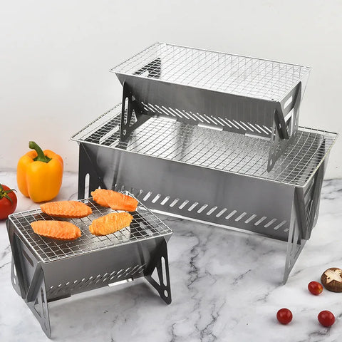 304 Stainless Steel Portable BBQ Grill – Foldable Camping Kit