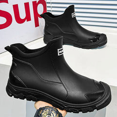 Men’s Waterproof Warm Rubber Rain Boots – Anti-Slip Fishing & Work Shoes