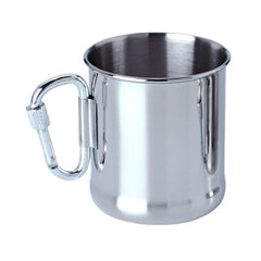 Stainless Steel Camping Mug – 250ml/500ml Cup with Carabiner Handle