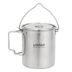 LIXADA 750ml Stainless Steel Camping Mug with Lid & Foldable Handle