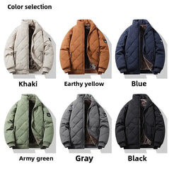 Men’s Stand Collar Windproof Cotton Jacket – Light Business Casual Autumn/Winter Coat