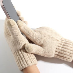 Winter Touchscreen Full-Finger Gloves – Warm Fleece Knit Gloves for Men & Women