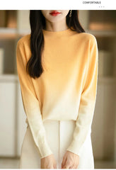 Women’s Gradient Wool Mock Collar Sweater – Thick & Warm