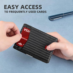 Men’s Slim RFID Leather Wallet – Carbon Fiber Card Holder
