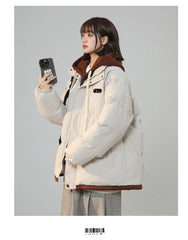 Korean Y2K Letter Patch Padded Jacket – Vintage Harajuku Loose Winter Coat