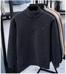 High-Quality Me Half-Zip Sweater – Designer Knit Pullover with Plush Warm Lining & Embroidered Horse Logo