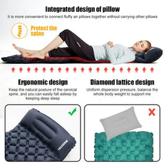 Ultralight Camping Inflatable Sleeping Pad with Built-In Pump & Pillow – Portable Air Mattress for Outdoor Hiking