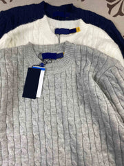 Women’s Autumn Knitted Sweater – Oversized Round Neck Pullover with Embroidered Logo