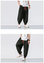 Men’s Oversized Cotton-Linen Harem Pants