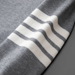 Men’s Classic Striped Knitted Cardigan – High-End V-Neck Sweater Coat