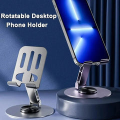 All-Metal Aluminum 360° Rotating Phone Stand – Folding Double-Shaft Holder