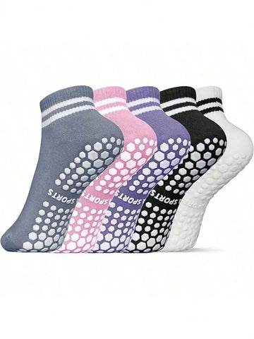 5 Pairs Women’s Non-Slip Grip Socks – Yoga & Pilates