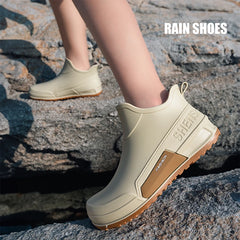 Unisex Short Tube Waterproof Rain Boots – Non-Slip Slip-On Outdoor Rubber Shoes