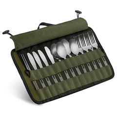 Portable Roll-Up Camping Cutlery Storage Bag – Water-Resistant Outdoor Utensil Pouch