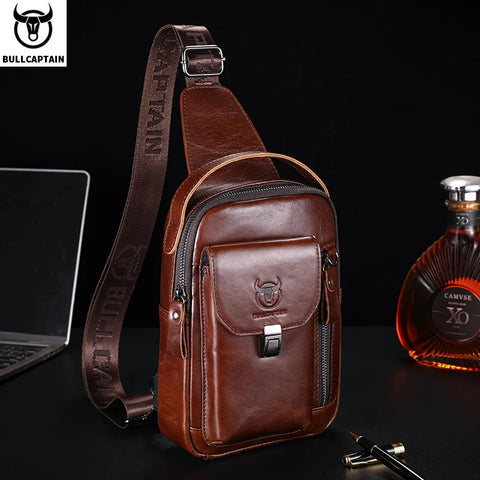 BULLCAPTAIN Genuine Leather Chest Bag