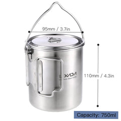 LIXADA 750ml Stainless Steel Camping Mug with Lid & Foldable Handle