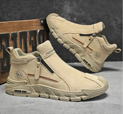 Men’s Casual Labor & Outdoor Climbing Shoes – Zipper, Non-Slip, Wear-Resistant Sneakers