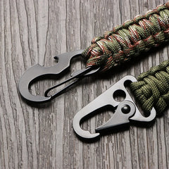 Outdoor Paracord Keychain Carabiner – Survival Kit with Bottle Opener & Rope Tools
