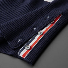 Luxury Men’s Striped Knit Sweater – Trendy Round Neck Autumn/Winter Pullover