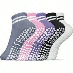 5 Pairs Women’s Non-Slip Grip Socks – Yoga & Pilates