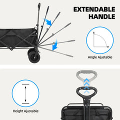 Collapsible Folding Utility Wagon – Heavy-Duty Beach & Camping Cart with Large Capacity