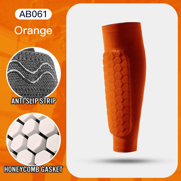 1PC Football Shin Guard Sleeve – Compression Calf Sock with Honeycomb Pads
