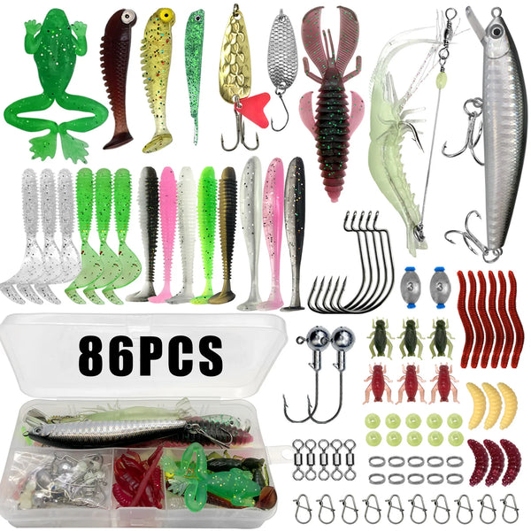 Multi-Lure Fishing Kit with Tackle Box – 86 to 366pcs