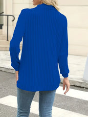 Women’s Solid Color Pit Stripe Cardigan – Soft Brushed Casual Jacket