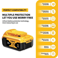DeWALT 20V MAX Battery Pack – 2Ah/5Ah/6Ah + Charger (Compatible with FlexVolt & DCB Series)