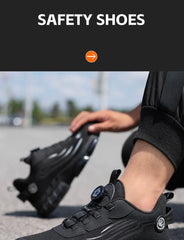 Men’s Rotating Button Safety Work Shoes – Durable Anti-Impact Protective Sneakers