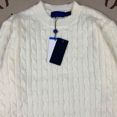 Women’s Autumn Knitted Sweater – Oversized Round Neck Pullover with Embroidered Logo