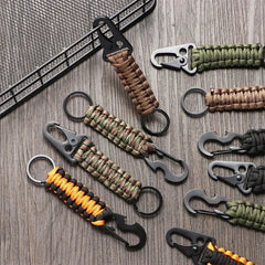 Outdoor Paracord Keychain Carabiner – Survival Kit with Bottle Opener & Rope Tools